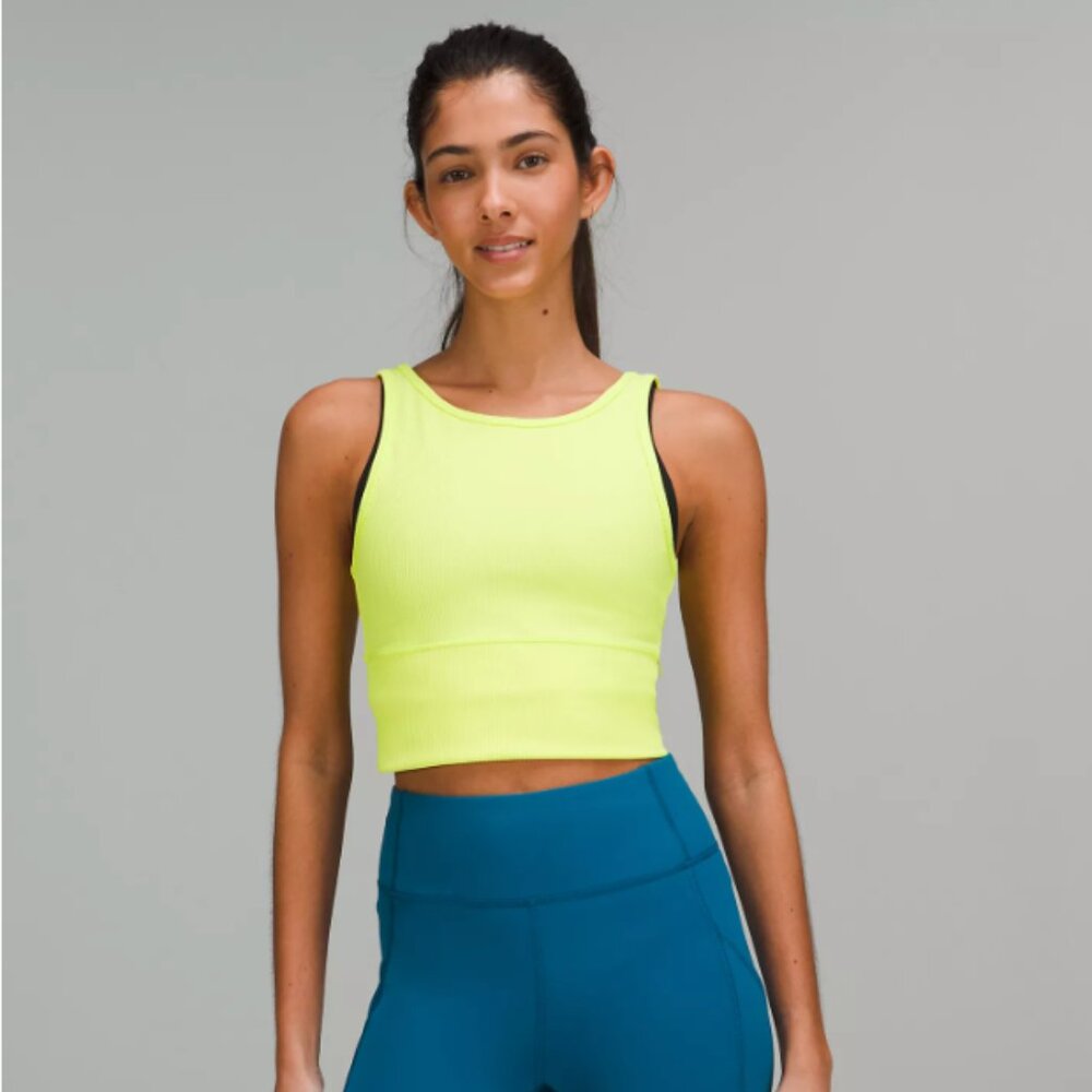 Lululemon Power Pivot Ribbed Tank Top in Electric Lemon Size 8